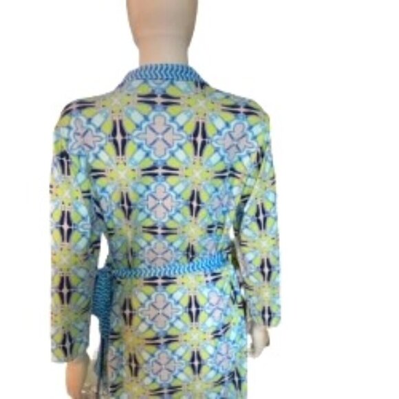 J. McLaughlin Blue Printed Wrap Dress XLarge - Picture 6 of 6